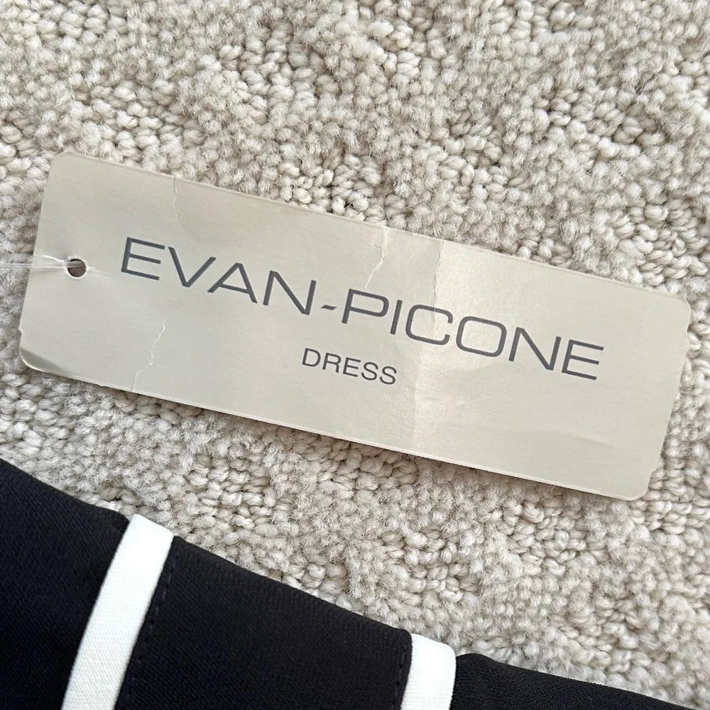Evan-Picone Al Fresco Midi Dress Black/Ivory Size 10 NWT Classic Neutral Office - Picture 6 of 15